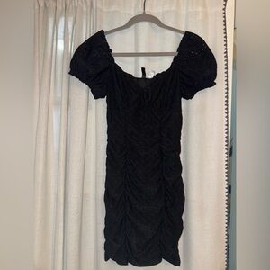 H&M Black Puff Sleeve Bodycon Mini Dress